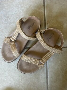 Corky’s Woven Tan Strap Sandals